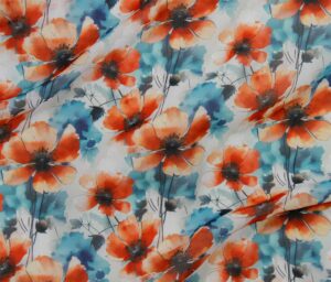 46085-01 Chiffon Digital Imprimee-Bleu/Orange