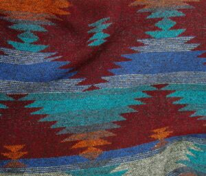 39975-03 Woodlands-Wine/Turq/Orange