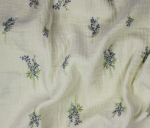 47551-02 Double Gaze Heirloom Blooms-Ivoire/Bleu